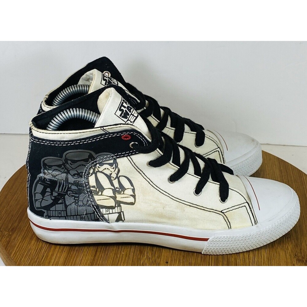 STAR WARS REBELS Boys Storm Trooper Canvas High Top Sneakers Shoes Size 5 - Picture 2 of 8